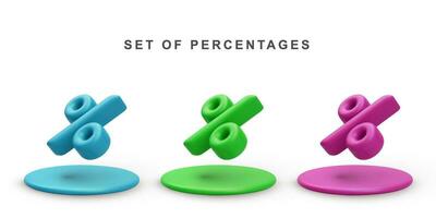 3d reeks van percentage geïsoleerd Aan wit achtergrond. vector illustratie.