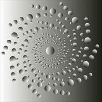 abstract monochroom meetkundig patroon in de het formulier van erwten geregeld in een cirkel Aan een grijs achtergrond vector