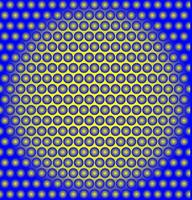 vector abstract meetkundig patroon in de het formulier van goud cirkels Aan een blauw achtergrond