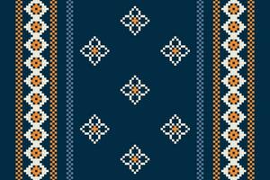 etnisch meetkundig kleding stof patroon kruis steek.ikat borduurwerk etnisch oosters pixel patroon marine blauw achtergrond. abstract,vector,illustratie. textuur, kleding, sjaal, decoratie, motieven, zijde behang. vector