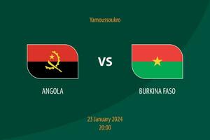 Angola vs Burkina faso Amerikaans voetbal scorebord uitzending sjabloon vector