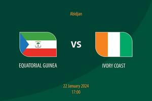 equatoriaal Guinea vs ivoor kust Amerikaans voetbal scorebord uitzending sjabloon vector