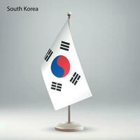 vlag van zuiden Korea hangende Aan een vlag stellage. vector