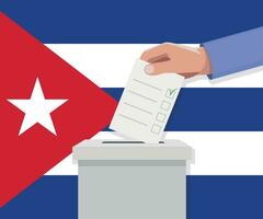 Cuba verkiezing concept. hand- zet stemmen bulletin vector