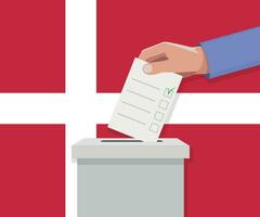 Denemarken verkiezing concept. hand- zet stemmen bulletin vector