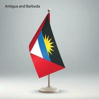vlag van antigua en Barbuda hangende Aan een vlag stellage. vector