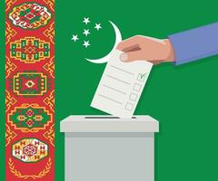 turkmenistan verkiezing concept. hand- zet stemmen bulletin vector