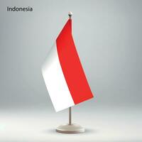 vlag van Indonesië hangende Aan een vlag stellage. vector