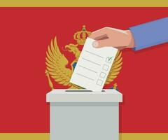 Montenegro verkiezing concept. hand- zet stemmen bulletin vector