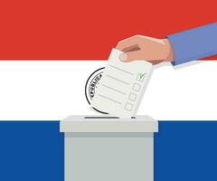 Paraguay verkiezing concept. hand- zet stemmen bulletin vector