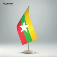 vlag van Myanmar hangende Aan een vlag stellage. vector