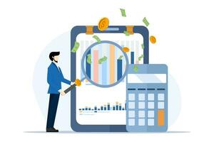 audit onderhoud bijstand concept. financieel rapporten, boekhouding analyse, investeerder beoordeling van bedrijf kosten, bedrijf financieel beheer. vlak vector modern illustratie Aan wit achtergrond.