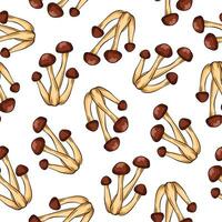 naadloos patroon van honing agaric in lijn kunst, tekenfilm stijl. vector illustratie geïsoleerd Aan een wit achtergrond.