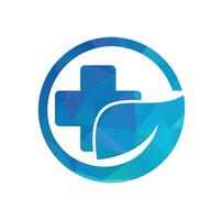 kruis blad logo ontwerp vector icoon. natuur medisch logo sjabloon icoon logo