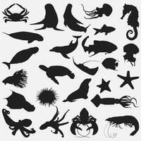 zee dieren silhouet reeks vector