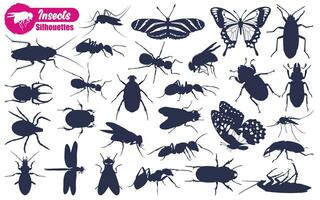 verschillend types van insect silhouetten vector