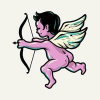 vliegend baby Cupido engel met boog en Vleugels voor de valentijnsdag liefde dag. gekleurde vector illustratie