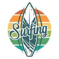 surfboard surfing zomer afdrukken. Hawaii bord logo vector