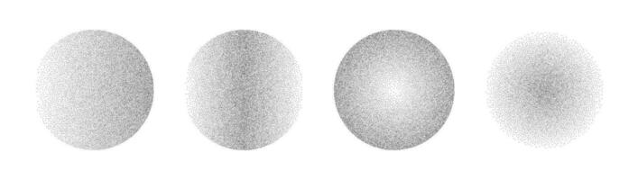 helling lawaai cirkels gemaakt van granen en stippen. halftone ronde patroon elementen met gradatie van donker naar licht. vector geïsoleerd illustratie Aan wit achtergrond.