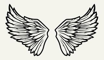 paar- van vogel Vleugels met veren. schets vector illustratie van vrijheid