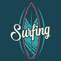 surfboard surfing zomer afdrukken. Hawaii bord logo vector