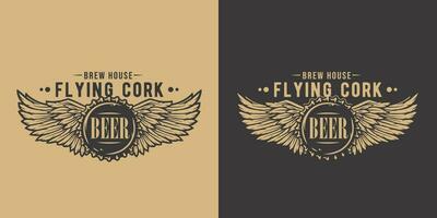 bier vlieg hop met Vleugels voor bar. bier ontwerp vector