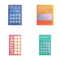 loterij pictogrammen reeks tekenfilm vector. gekleurde loterij ticket vector