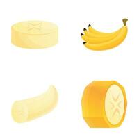 banaan fruit pictogrammen reeks tekenfilm vector. vers exotisch fruit vector