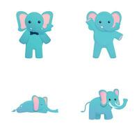 baby olifant pictogrammen reeks tekenfilm vector. schattig olifant vector