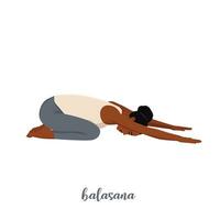 vrouw aan het doen yoga houding. balasana. vector