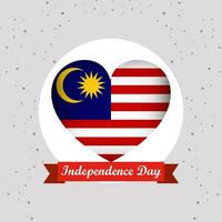 Maleisië onafhankelijkheid dag met hart embleem ontwerp vector