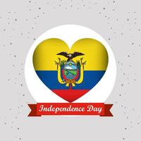 Ecuador onafhankelijkheid dag met hart embleem ontwerp vector