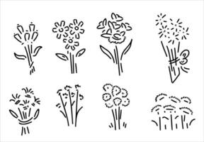 wijnoogst bloem schetsen. bloemen Linosnede illustratie. bloesem en voorjaar decoratie. kruid inkt silhouet element. vector