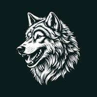 wolf hoofd geïsoleerd Aan zwart achtergrond. vector illustratie voor t-shirt, poster, afdrukken en andere toepassingen.