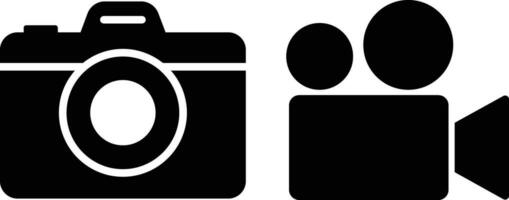 camera icoon in vlak solide stijl set. geïsoleerd Aan technologie teken, symbool gebruik voor fotograferen, video maker ontwerp element vector voor apps en website