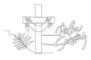 palma zondag is synoniem met palm bladeren en de teken van de kruis vector