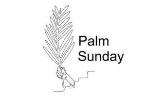 een personen hand- houdt een palm blad vector