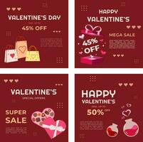 schattig rood Valentijn sjabloon reeks voor sociaal media Promotie vector