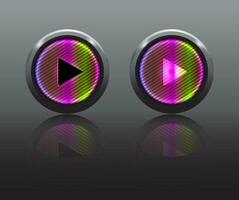 video spelers knop in regenboog kleur vector