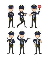 undercover waakzaamheid - illustraties van politieagenten in heimelijk poses vervelend zwart uniformen vector