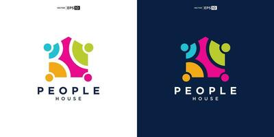 huis huis mensen menselijk team werk familie logo ontwerp inspiratie vector