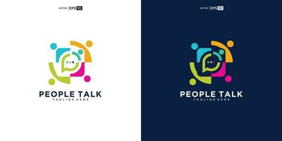 mensen praten met bubble chat-inspiratie voor logo-ontwerp vector