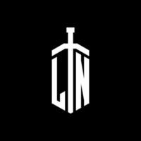 ln logo monogram met zwaard element lint ontwerpsjabloon vector