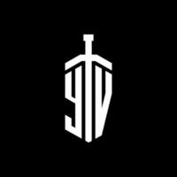 yv logo monogram met zwaard element lint ontwerpsjabloon vector