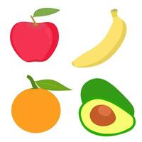 past verzameling reeks van vector appel oranje banaan avocado