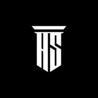 hs monogram logo met embleem stijl geïsoleerd op zwarte achtergrond vector