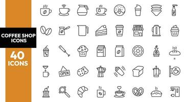 koffie winkel pictogrammen, koffie winkel icoon pak, koffie pictogrammen vector