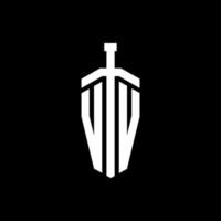 vv logo monogram met zwaard element lint ontwerpsjabloon vector