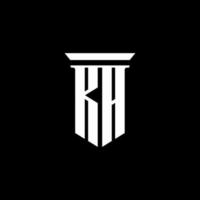 kh monogram logo met embleem stijl geïsoleerd op zwarte achtergrond vector