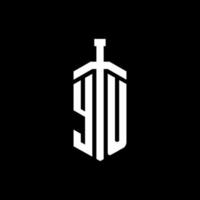 yu logo monogram met zwaard element lint ontwerpsjabloon vector